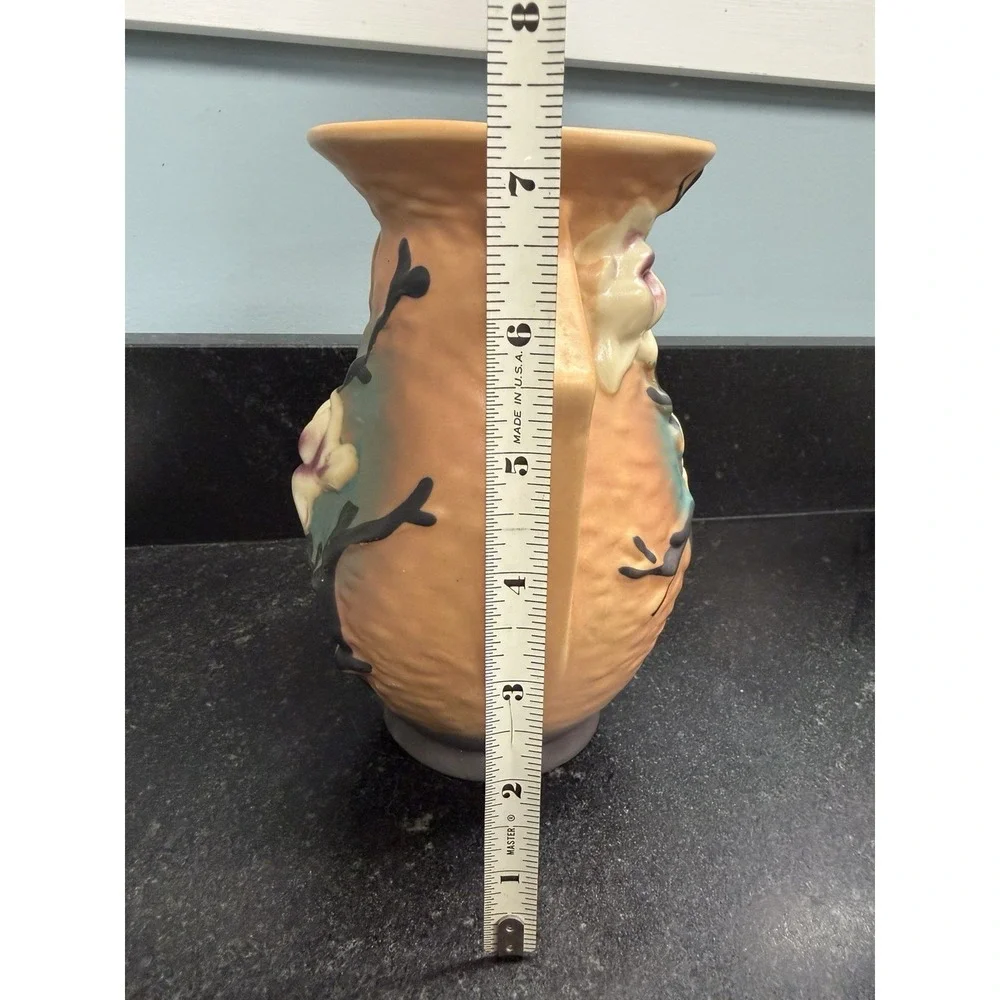 Roseville Pottery Magnolia Double‎ Handle Vase 90-7 Art Pottery Reproduction